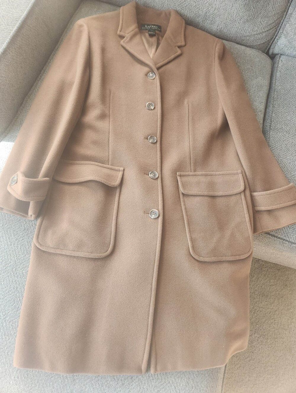Ralph Lauren Brown Wool Long Trench Coat Sz 10